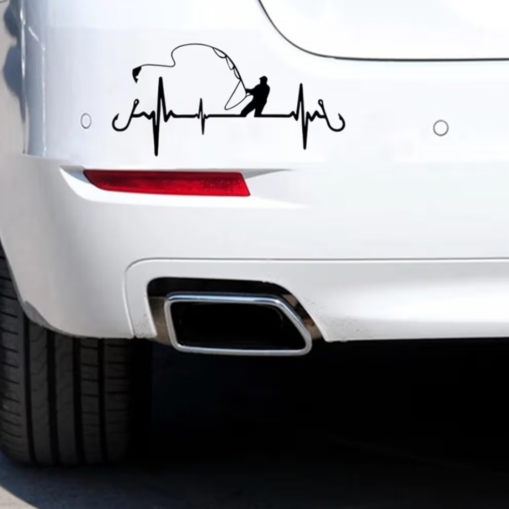 EKG Fisherman‎ Fishing Line Hook Fish Vinyl Graphic Auto Laptop Decal Sticker